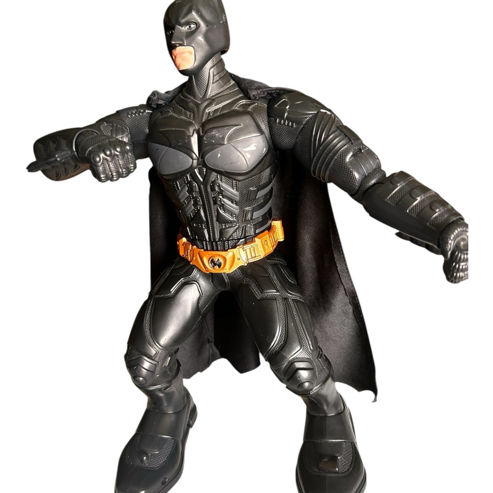 Batman Action Figure with Black Cape and Orange Belt Tested Works